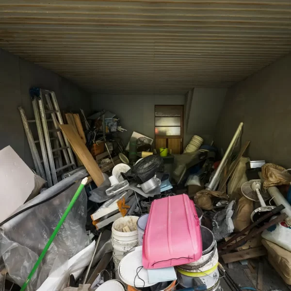 high-angle-house-interior-with-clutter-garage-garbage