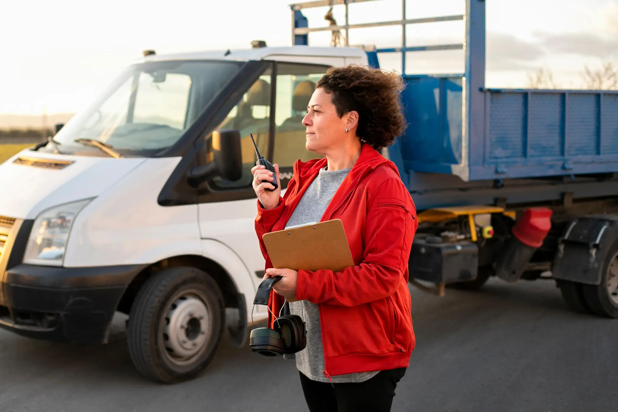 professional-female-driver-with-van-wagon-car